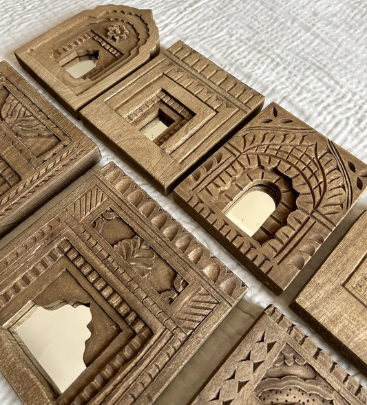 Ethnic Rajasthani-Style Hand-Etched Wooden Arch Mirror Frames Collection