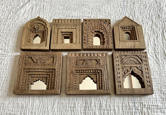 Ethnic Rajasthani-Style Hand-Etched Wooden Arch Mirror Frames Collection