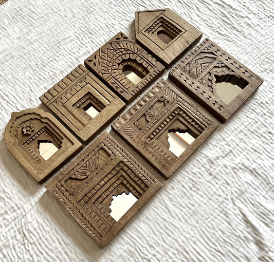 Ethnic Rajasthani-Style Hand-Etched Wooden Arch Mirror Frames Collection