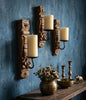 Rustic Reclaimed Wood Wall Hanging Candle Holder – Handcrafted Vintage Wooden Sconce