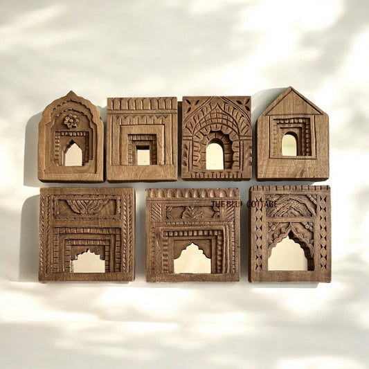 Ethnic Rajasthani-Style Hand-Etched Wooden Arch Mirror Frames Collection