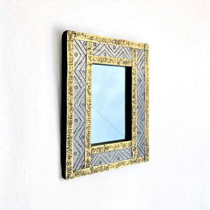 Wall Decor Mirror Frame With Brass Inlay