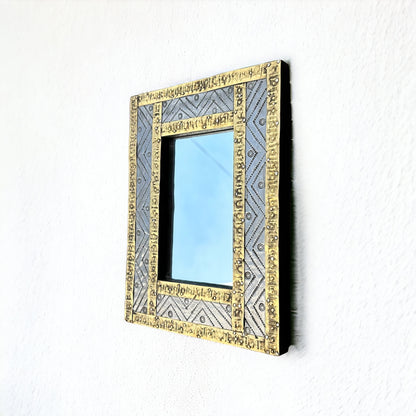 Wall Decor Mirror Frame With Brass Inlay