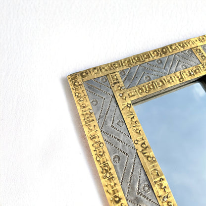 Wall Decor Mirror Frame With Brass Inlay