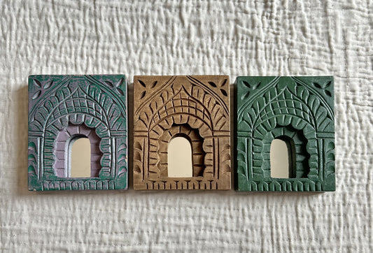 Traditional Rustic Carved Wood Wall Mirror Frames (Set of 3) | Ethnic Home Decor