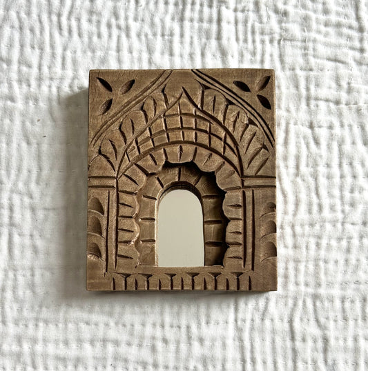 Traditional Rustic Carved Wood Wall Mirror Frames (Set of 3) | Ethnic Home Decor