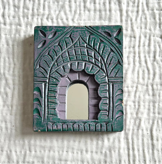 Traditional Rustic Carved Wood Wall Mirror Frames (Set of 3) | Ethnic Home Decor