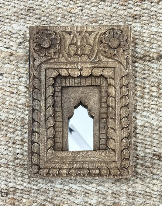 Set of 4 Wooden Temple Mirror Frames – Handcrafted Wall Décor