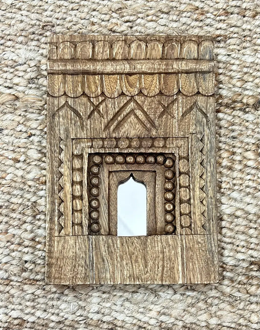 Set of 4 Wooden Temple Mirror Frames – Handcrafted Wall Décor