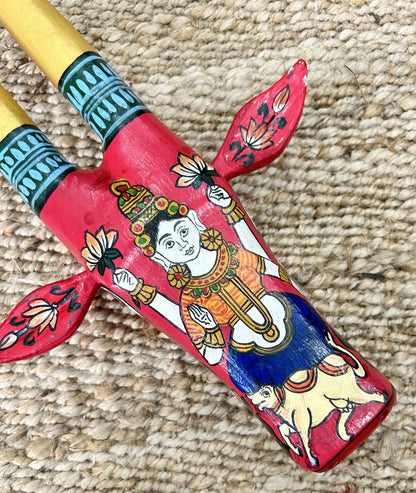 Hand-Painted Wooden Cow Head Wall Décor – Traditional Indian Art