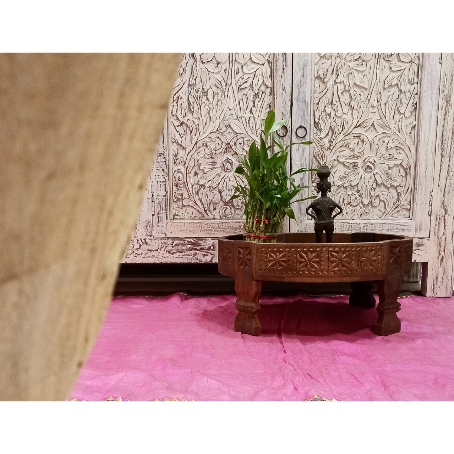 wooden décor chakki table / grinder coffee table