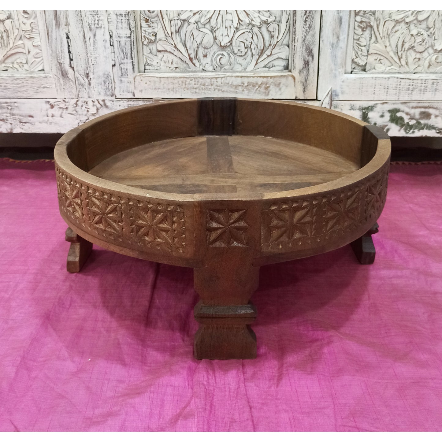 wooden décor chakki table / grinder coffee table