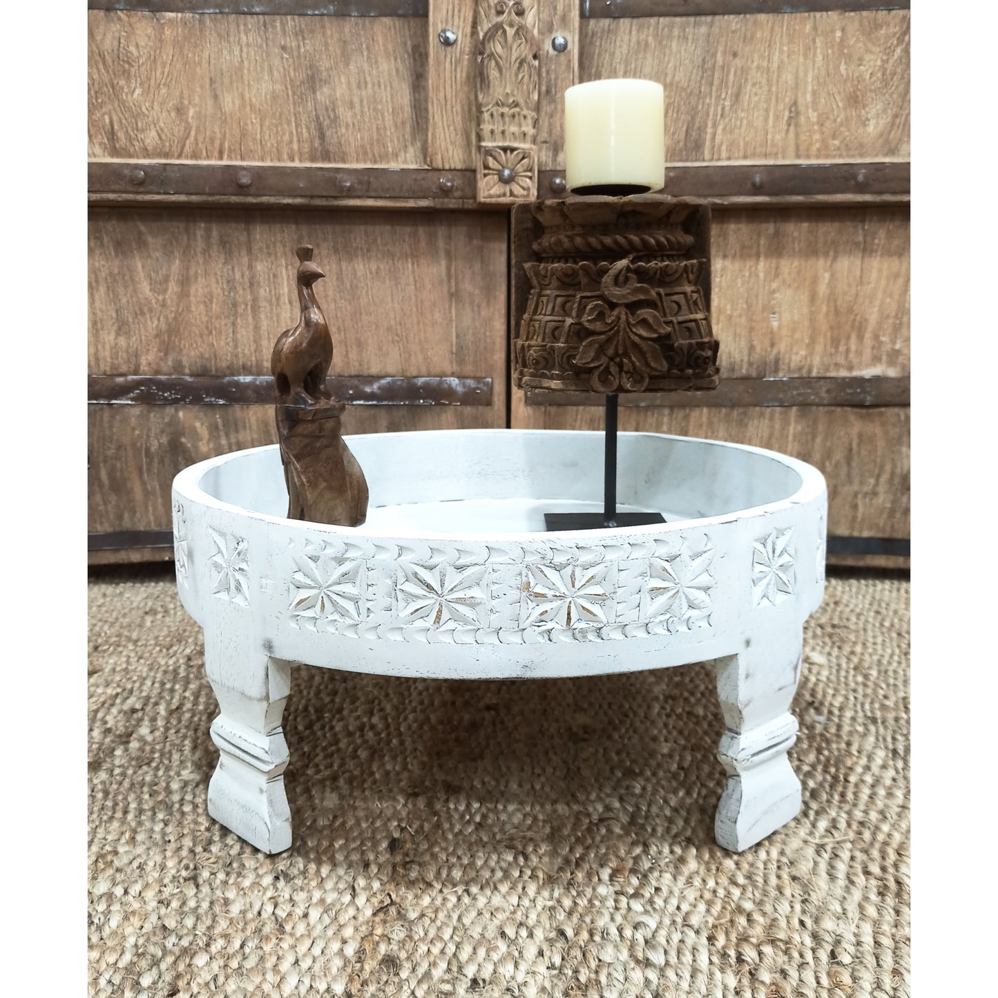 wooden décor chakki table / grinder coffee table