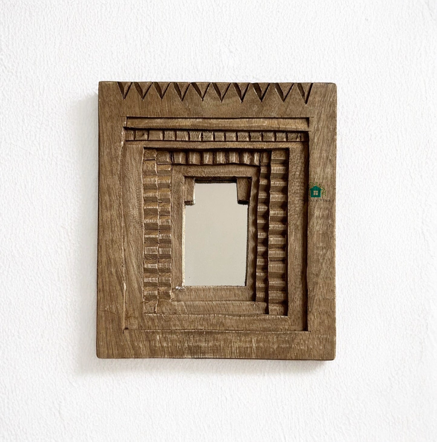 temple mirror frames – wooden wall decor (brown, green & purple mix) | handcrafted decorative mirror frames