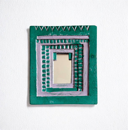 Temple Mirror Frames – Wooden Wall Decor (Brown, Green & Purple Mix) | Handcrafted Decorative Mirror Frames