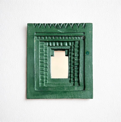 Temple Mirror Frames – Wooden Wall Decor (Brown, Green & Purple Mix) | Handcrafted Decorative Mirror Frames