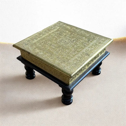 Solid Wood Décor Bajot With Brass Work