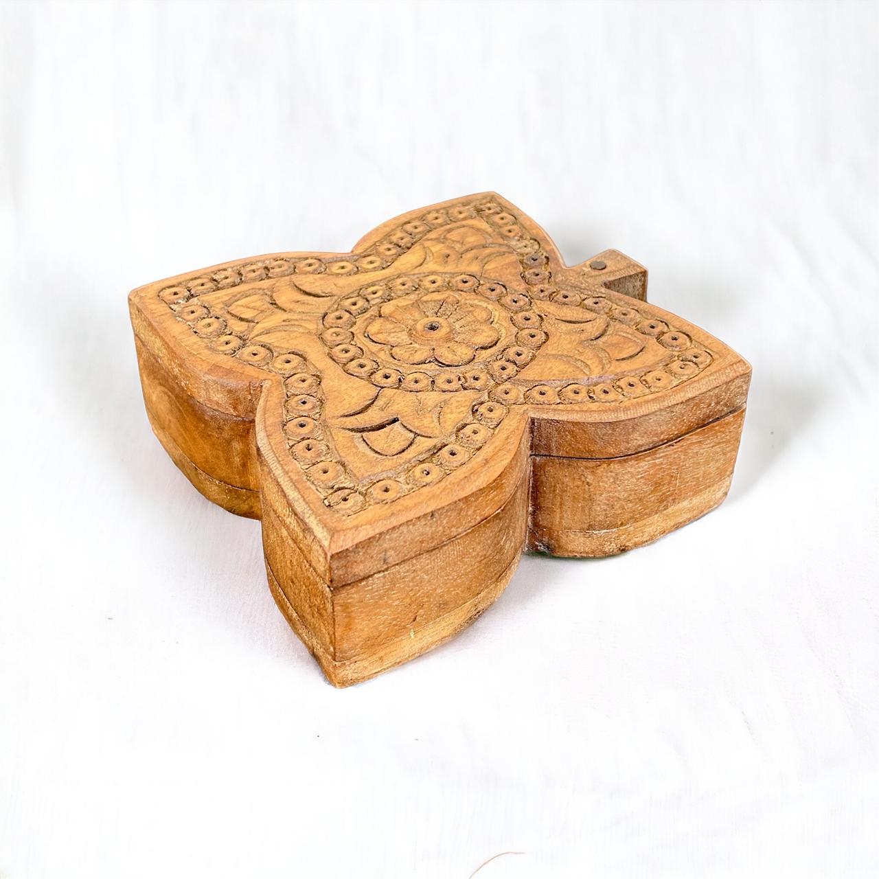 wooden hand carved spice box