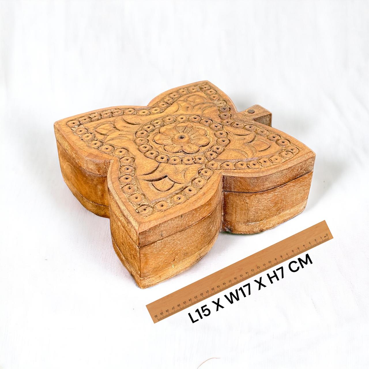 wooden hand carved spice box