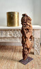 Vintage Wooden Carved Bracket on Iron Stand | Antique Balcony Corbel | Home Décor Accent