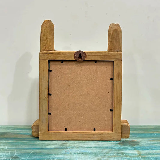Vintage Wooden Carved Mirror Frame – Rustic Handcrafted Wall Accent