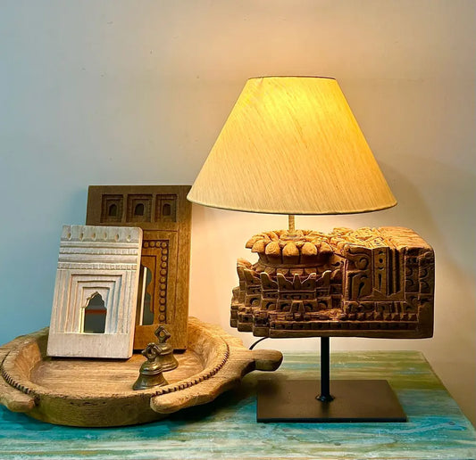 Vintage Wooden Door Bracket Lamp – Handcrafted Upcycled Decor by The Blue Cottage