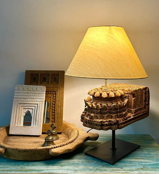 Vintage Wooden Door Bracket Lamp – Handcrafted Upcycled Decor by The Blue Cottage