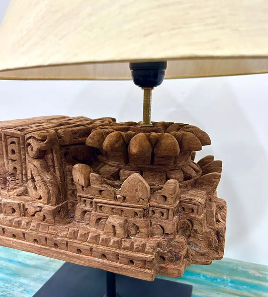 Vintage Wooden Door Bracket Lamp – Handcrafted Upcycled Decor by The Blue Cottage