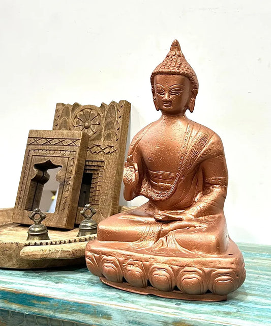 Vintage Bronze Finish Buddha Statue | Handcrafted Decorative Idol