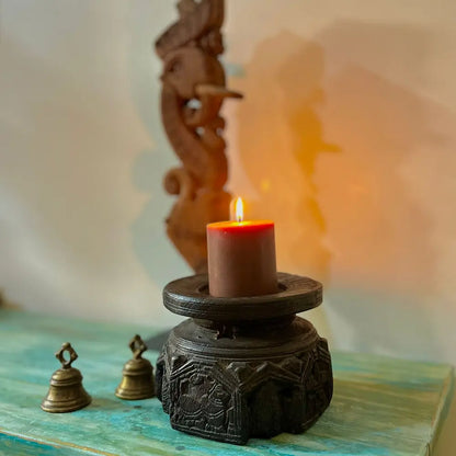 Vintage Wooden Seeder Candle Holder