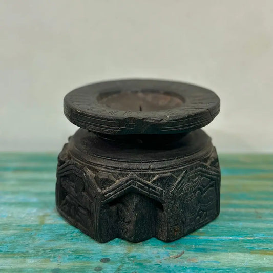 Vintage Wooden Seeder Candle Holder