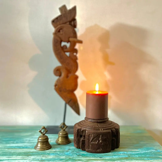 Vintage Wooden Seeder Candle Holder | Handcrafted Rustic Decor