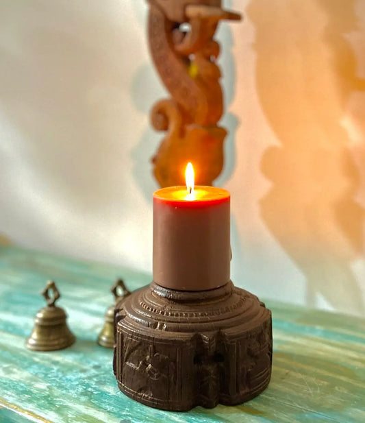 Vintage Wooden Seeder Candle Holder | Handcrafted Rustic Decor