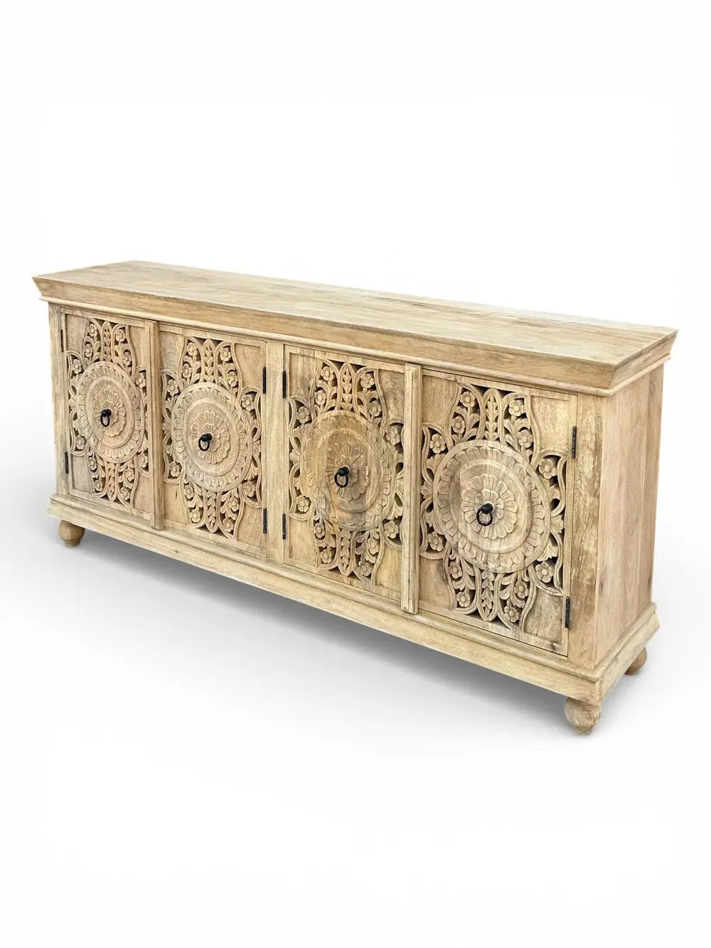 handcrafted mango wood sideboard cabinet in natural finish