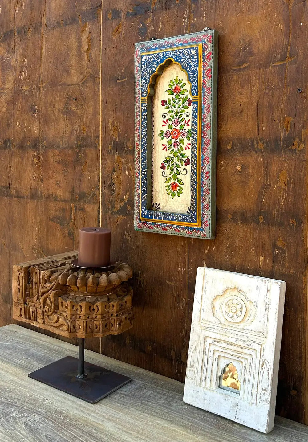 hand-painted traditional floral wooden wall frame