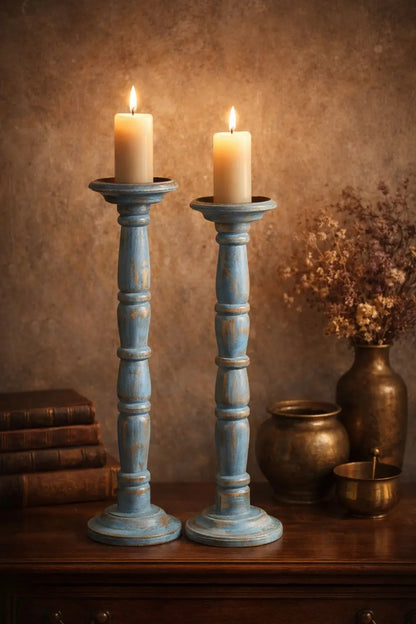 Wooden Candle Holders – Set of 2