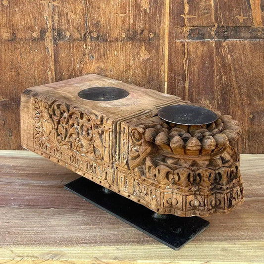 Vintage Wooden Door Bracket Candle Holder | Hand-Carved Antique Décor