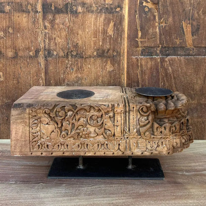 Vintage Wooden Door Bracket Candle Holder | Hand-Carved Antique Décor