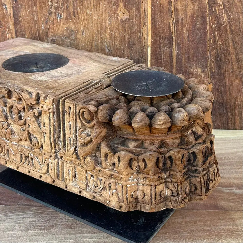 vintage wooden door bracket candle holder | hand-carved antique décor