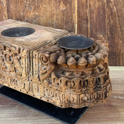 Vintage Wooden Door Bracket Candle Holder | Hand-Carved Antique Décor