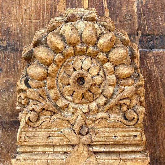 Vintage Hand-Carved Wooden Table Décor Bracket | Antique Accent Piece