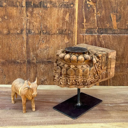 Vintage Hand-Carved Wooden Bracket Candle Holder | Antique Décor Accent