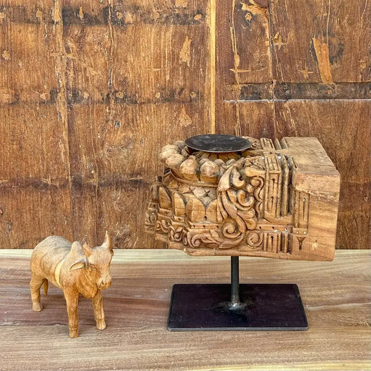 Vintage Hand-Carved Wooden Bracket Candle Holder | Antique Décor Accent