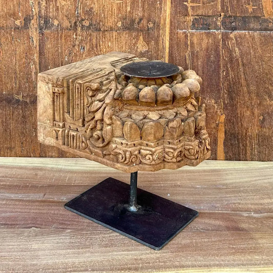 Vintage Hand-Carved Wooden Bracket Candle Holder | Antique Décor Accent