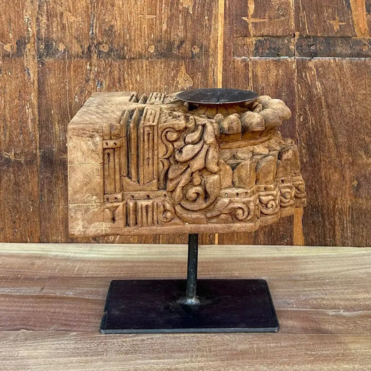 Vintage Hand-Carved Wooden Bracket Candle Holder | Antique Décor Accent