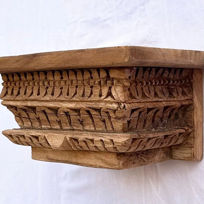 Hand-Carved Vintage Wooden Wall Shelf