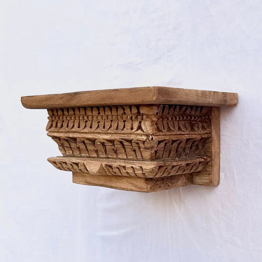 Hand-Carved Vintage Wooden Wall Shelf