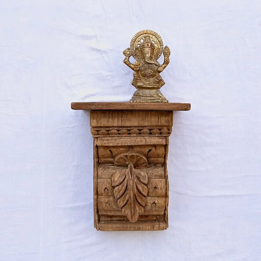 Hand-Carved Vintage Wooden Wall Shelf
