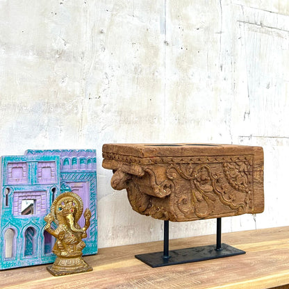 Rustic Hand-Carved Dual Candle Holder