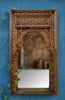 Hand-Carved Wooden Jharokha Mirror Frame in Natural Brown Finish